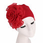 Cap Point Red / One size fits all New Large Flower Stretch Head Scarf Hat