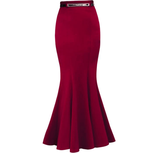 Cap Point Red / S Penny Trumpet High Waist Mermaid Maxi Skirt