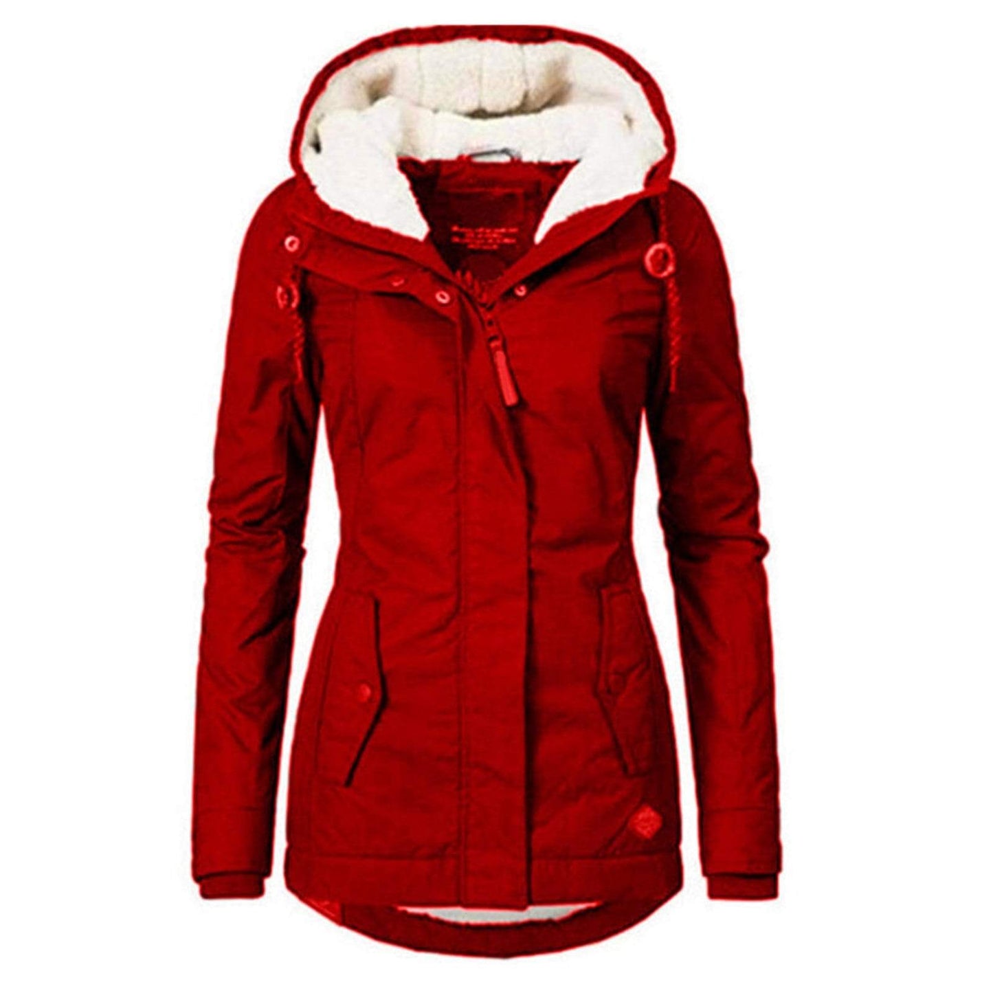Cap Point Red / S Women Waterproof Hooded Fleece Lined Cotton Coat
