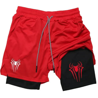 Cap Point red1 / XXL Guelor 2-in-1 Men's Spider Print Compression Shorts