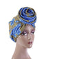 Cap Point Royal Blue Turmeric African Print Stretch Bandana