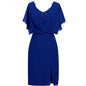 Cap Point Royalblue / 6 Allegra V-Neck Short Sleeves Knee Length Mother of The Groom Dress