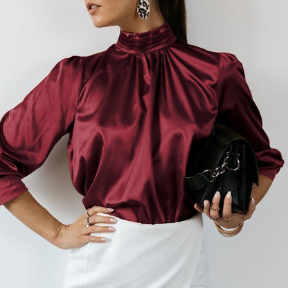 Cap Point S / Wine Red Celmia Stylish Long Sleeve Blouse