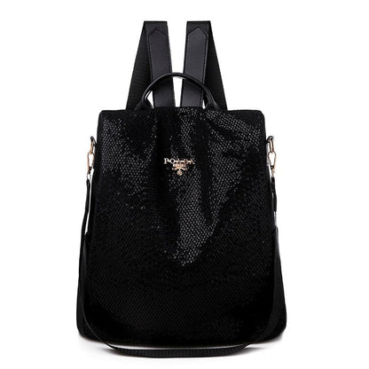 Cap Point Sequins-Black / One size Denise Multifunctional Anti-theft Large Capacity Travel Oxford Shoulder Backpack