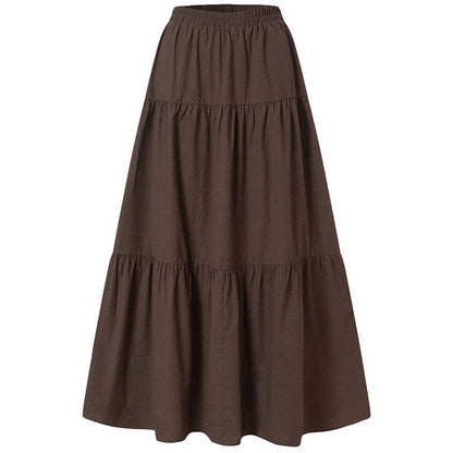 Cap Point Serena Loose Elastic Waist Ruffles Maxi Skirt