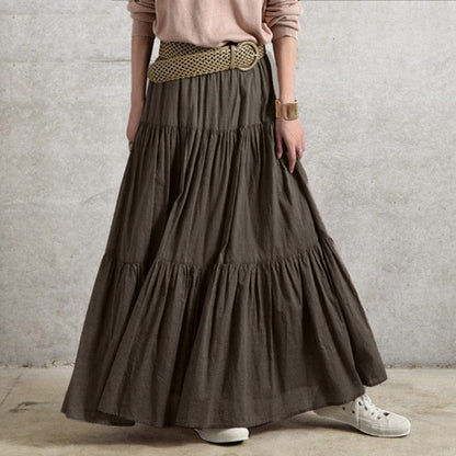 Cap Point Serena Loose Elastic Waist Ruffles Maxi Skirt