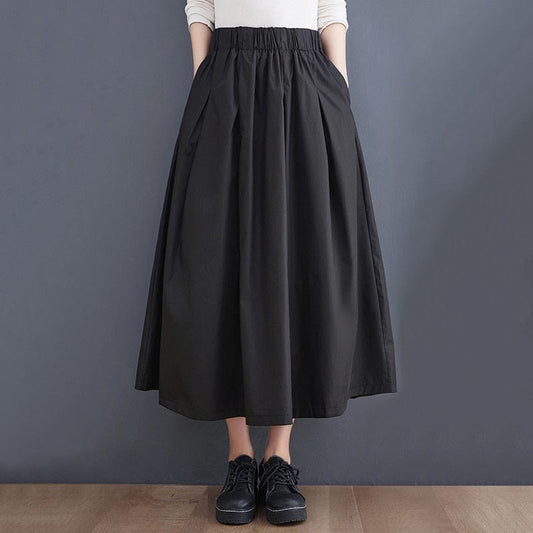 Cap Point Serena Vintage Loose High Waist Pleated Skirt