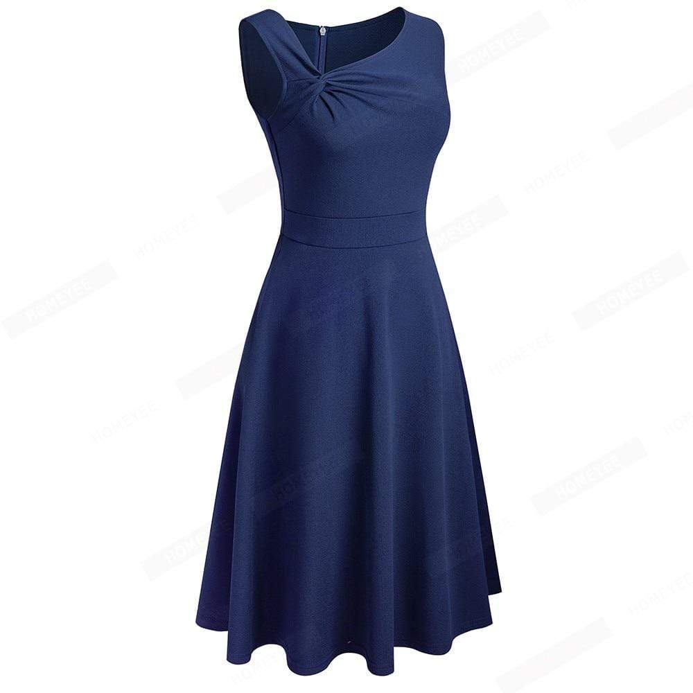 Cap Point Sleeveless Sleeveless A-Line Evening Dress with Asymmetric Tie Neck