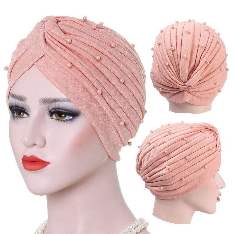 Cap Point Solid folds pearl inner hijab cap