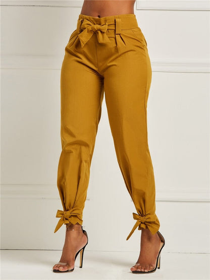 Cap Point Summer Bow Sashes High Waist Pencil Pants