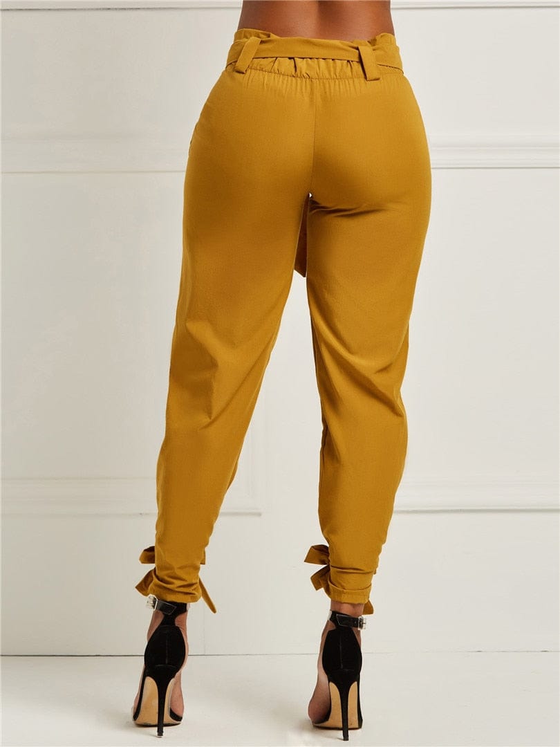 Cap Point Summer Bow Sashes High Waist Pencil Pants