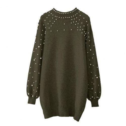 Cap Point Sweet  Faux Pearl Decor Mini Sweater Dress