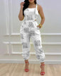 Cap Point White 1 / S Mileine Elegant Butterfly Print Crisscross Lace Up Details Backless Jumpsuit