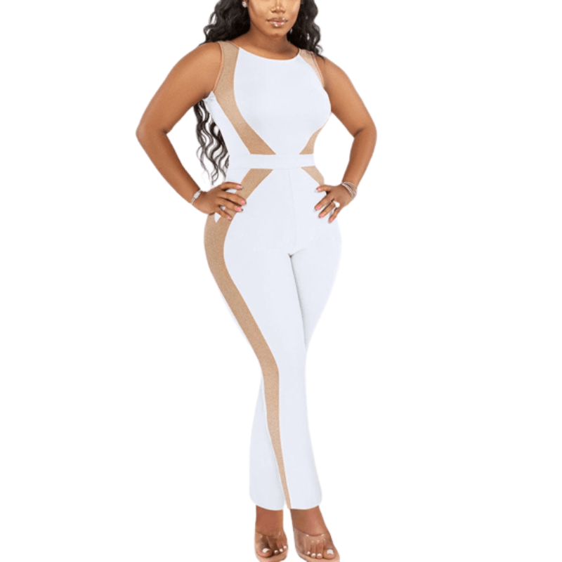 Cap Point white / S Natasha Sleeveless Casual Slim Jumpsuit