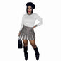 Cap Point White / S Nseya Round Neck Long-sleeved T-shirt Short Skirt Suit