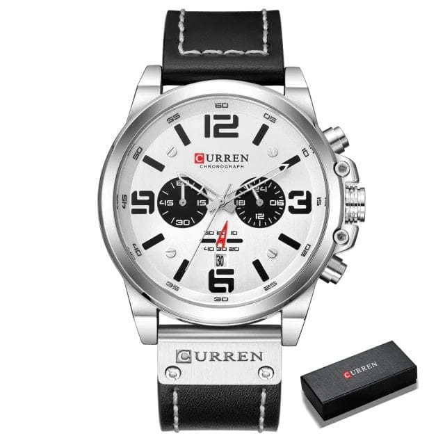 Cap Point White Top Brand Luxury Waterproof Sport Wrist Watch Chronograph Mens Watch