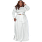 Cap Point White / XL Allegra Plus Size 2 Piece Tall Waist Long Sleeve Maxi Skirt