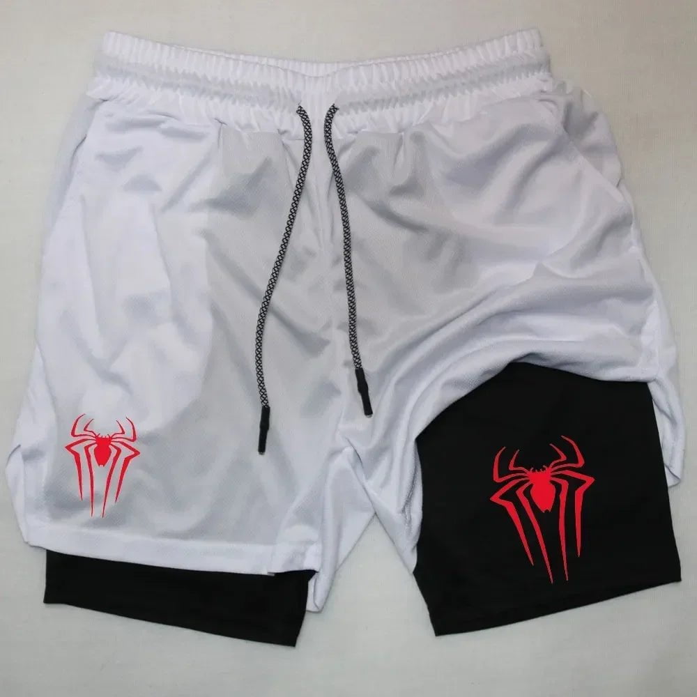 Cap Point white1 / XXL Guelor 2-in-1 Men's Spider Print Compression Shorts