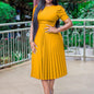 Cap Point yellow Clothes / L Joanne Elegant high-waisted mid-calf dress