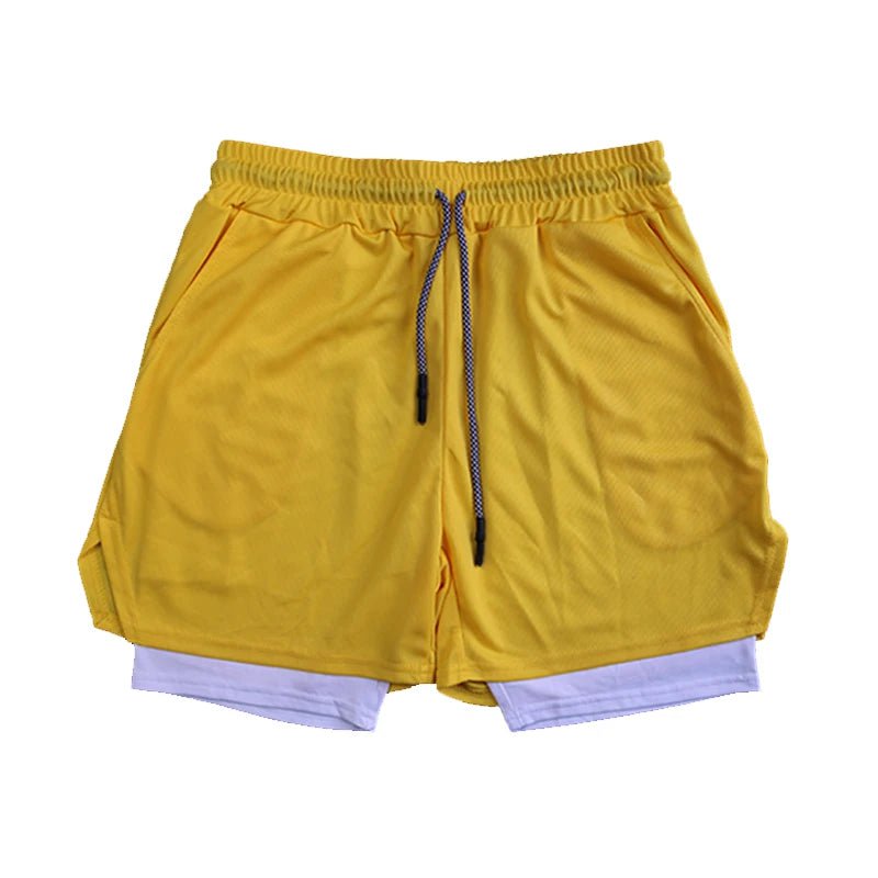 Cap Point Yellow / XXXL Guelor Men's Double Layer Fitness Shorts